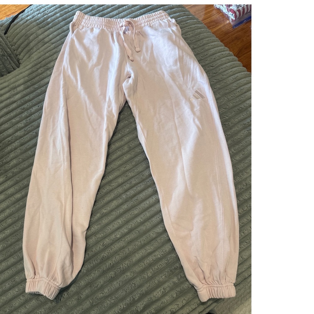 Adidas Womens Light Pink Joggers Drawstring Elastic Waist Sweatpants Small